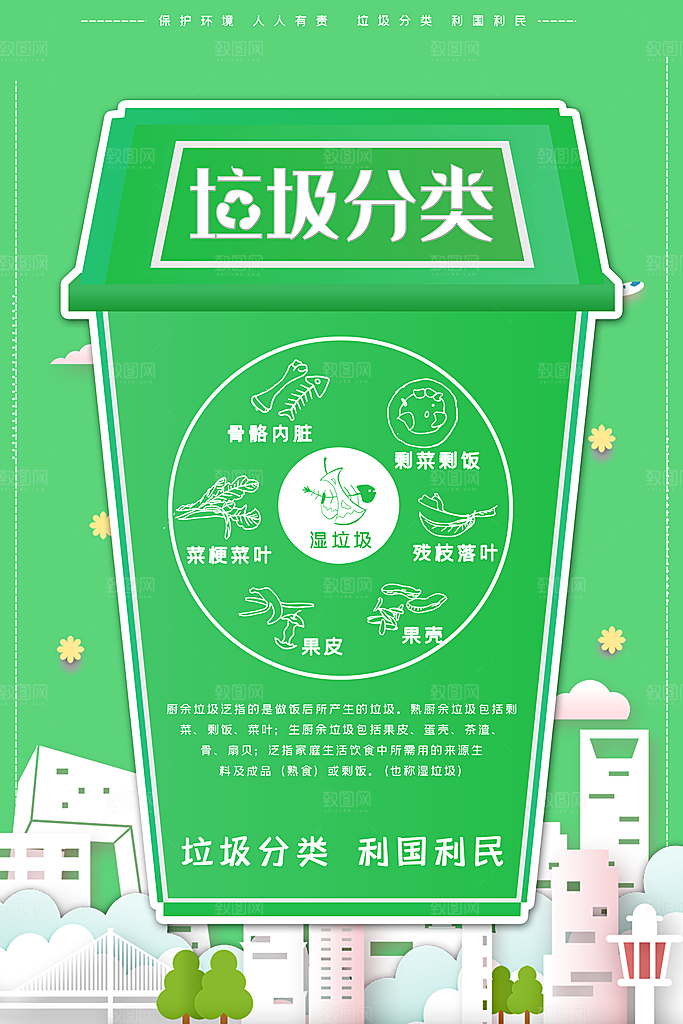 保护环境垃圾文明分类展板