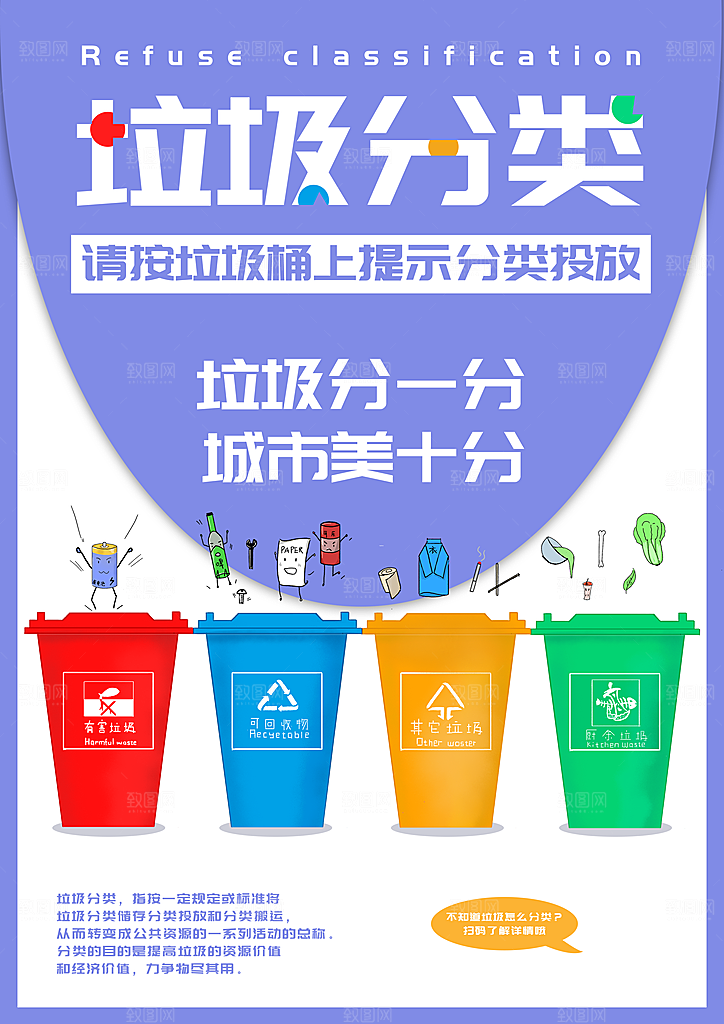 保护环境垃圾文明分类展板