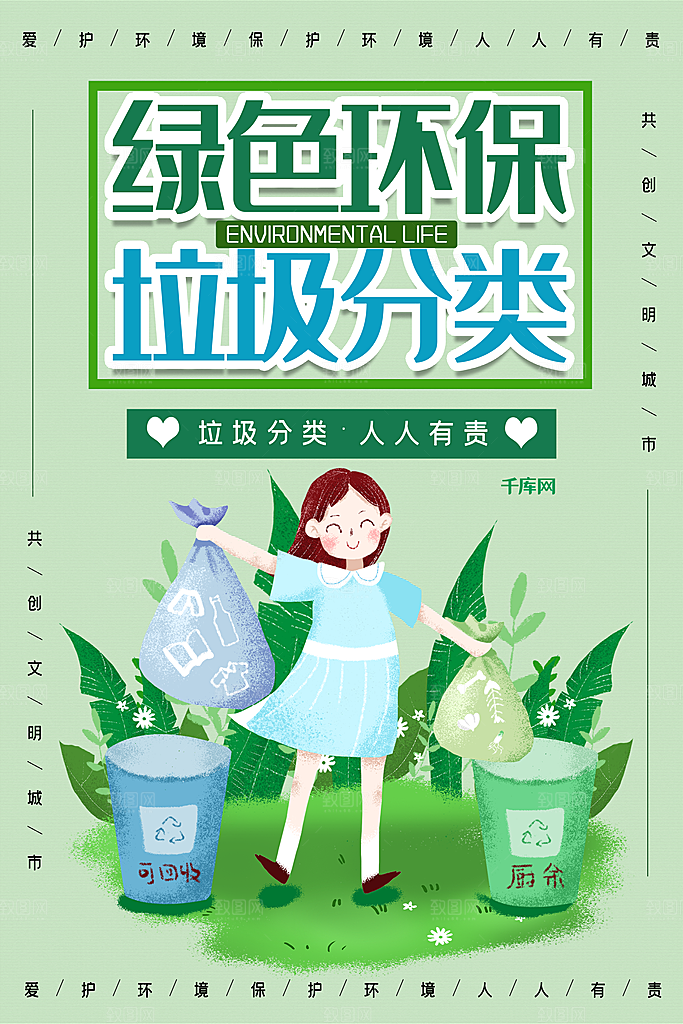 保护环境垃圾文明分类展板