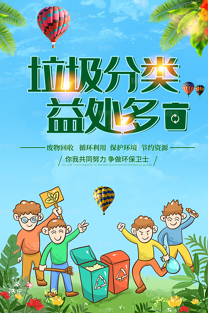 保护环境垃圾文明分类海报