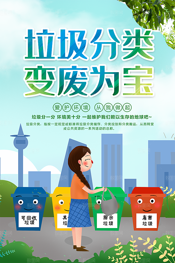 保护环境垃圾文明分类海报