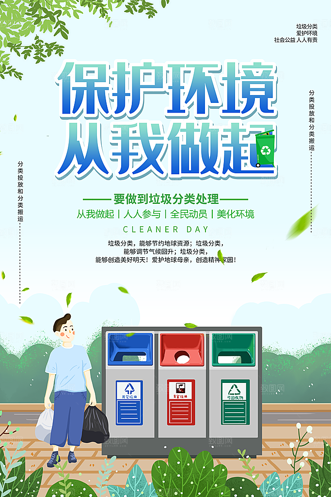 保护环境垃圾文明分类海报