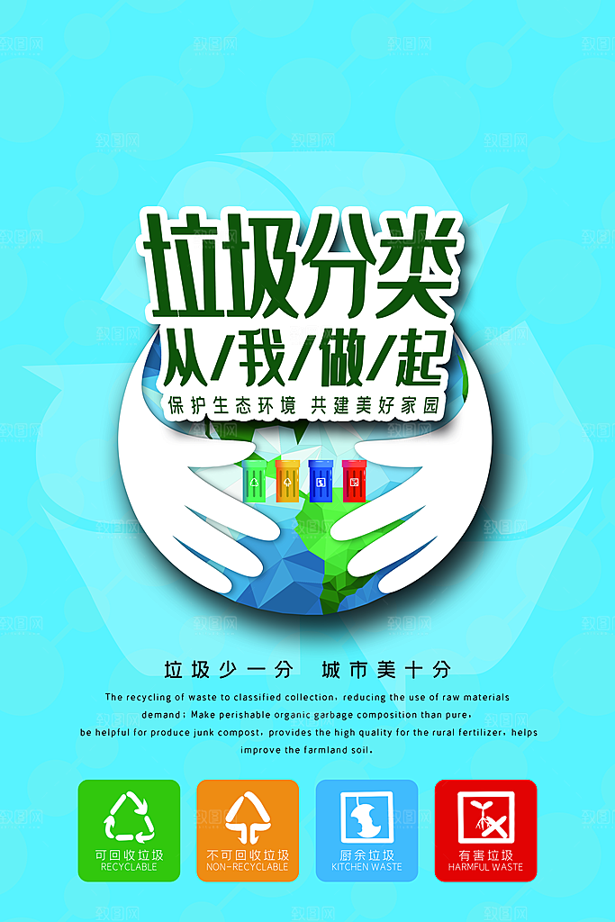保护环境垃圾文明分类展板