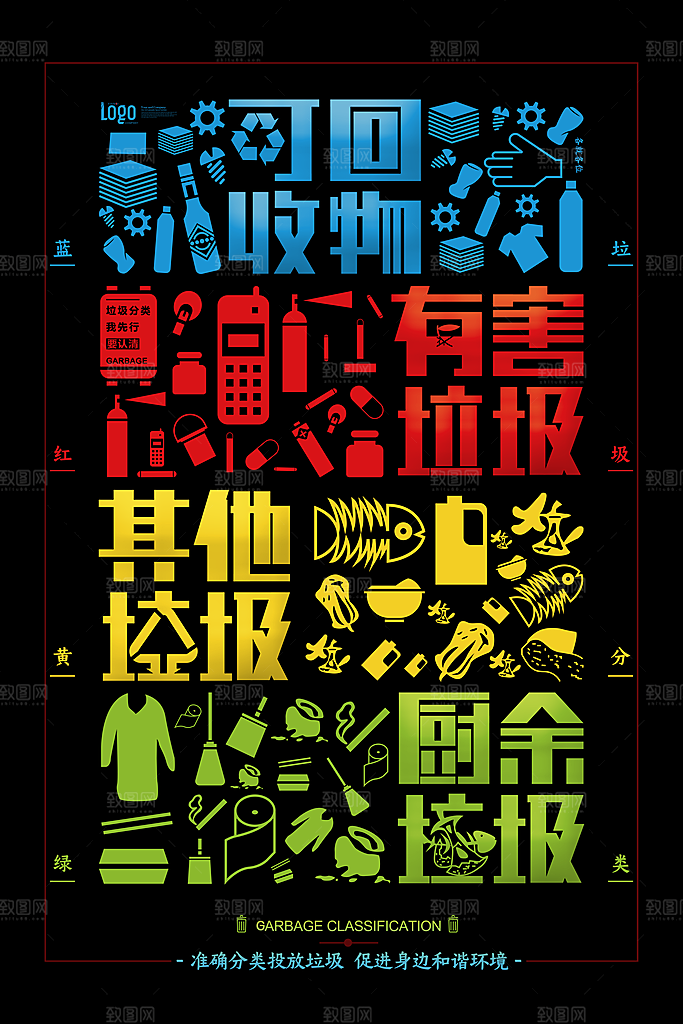 保护环境垃圾文明分类展板