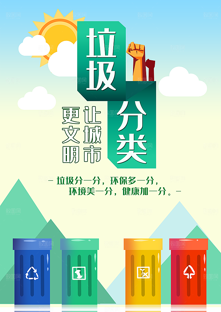 保护环境垃圾文明分类展板