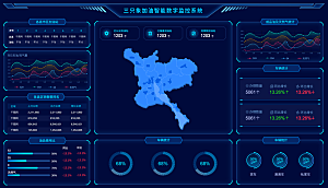 大屏数据可视化蓝色科技感管理统计界面后台
