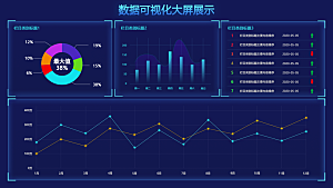 大屏数据可视化蓝色科技感管理统计界面后台