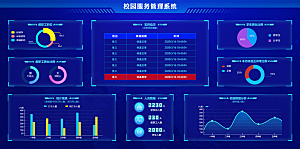 大屏数据可视化蓝色科技感管理统计界面后台