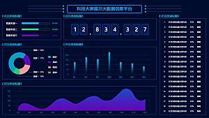 大屏数据可视化蓝色科技感管理统计界面后台