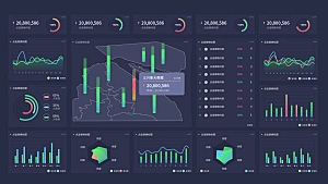 大屏数据可视化蓝色科技感管理统计界面后台