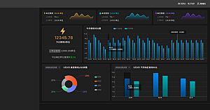 大屏数据可视化蓝色科技感管理统计界面后台
