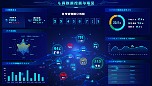 大屏数据可视化蓝色科技感管理统计界面后台