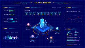 大屏数据可视化蓝色科技感管理统计界面后台