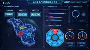 大屏数据可视化蓝色科技感管理统计界面后台