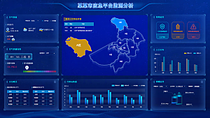 大屏数据可视化蓝色科技感管理统计界面后台