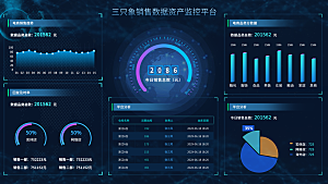大屏数据可视化蓝色科技感管理统计界面后台