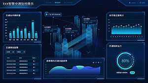 大屏数据可视化蓝色科技感管理统计界面后台