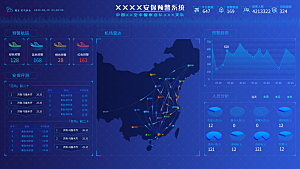 大屏数据可视化蓝色科技感管理统计界面后台