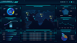 大屏数据可视化蓝色科技感管理统计界面后台