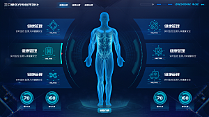 大屏数据可视化蓝色科技感管理统计界面后台