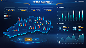 大屏数据可视化蓝色科技感管理统计界面后台