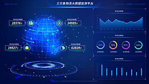 大屏数据可视化蓝色科技感管理统计界面后台