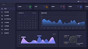 大屏数据可视化蓝色科技感管理统计界面后台