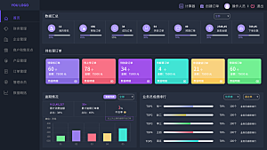 大屏数据可视化蓝色科技感管理统计界面后台