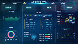 大屏数据可视化蓝色科技感管理统计界面后台