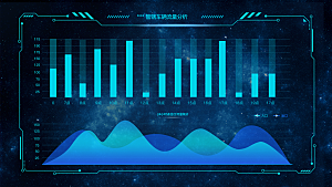 大屏数据可视化蓝色科技感管理统计界面后台