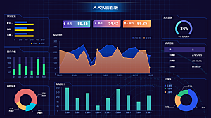 大屏数据可视化蓝色科技感管理统计界面后台