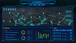 大屏数据可视化蓝色科技感管理统计界面后台