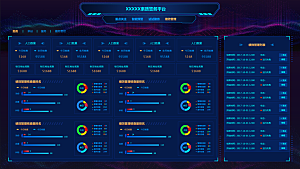 大屏数据可视化蓝色科技感管理统计界面后台