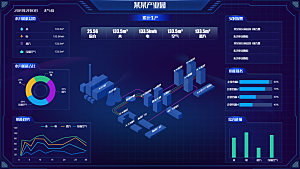 大屏数据可视化蓝色科技感管理统计界面后台