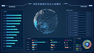 大屏数据可视化蓝色科技感管理统计界面后台