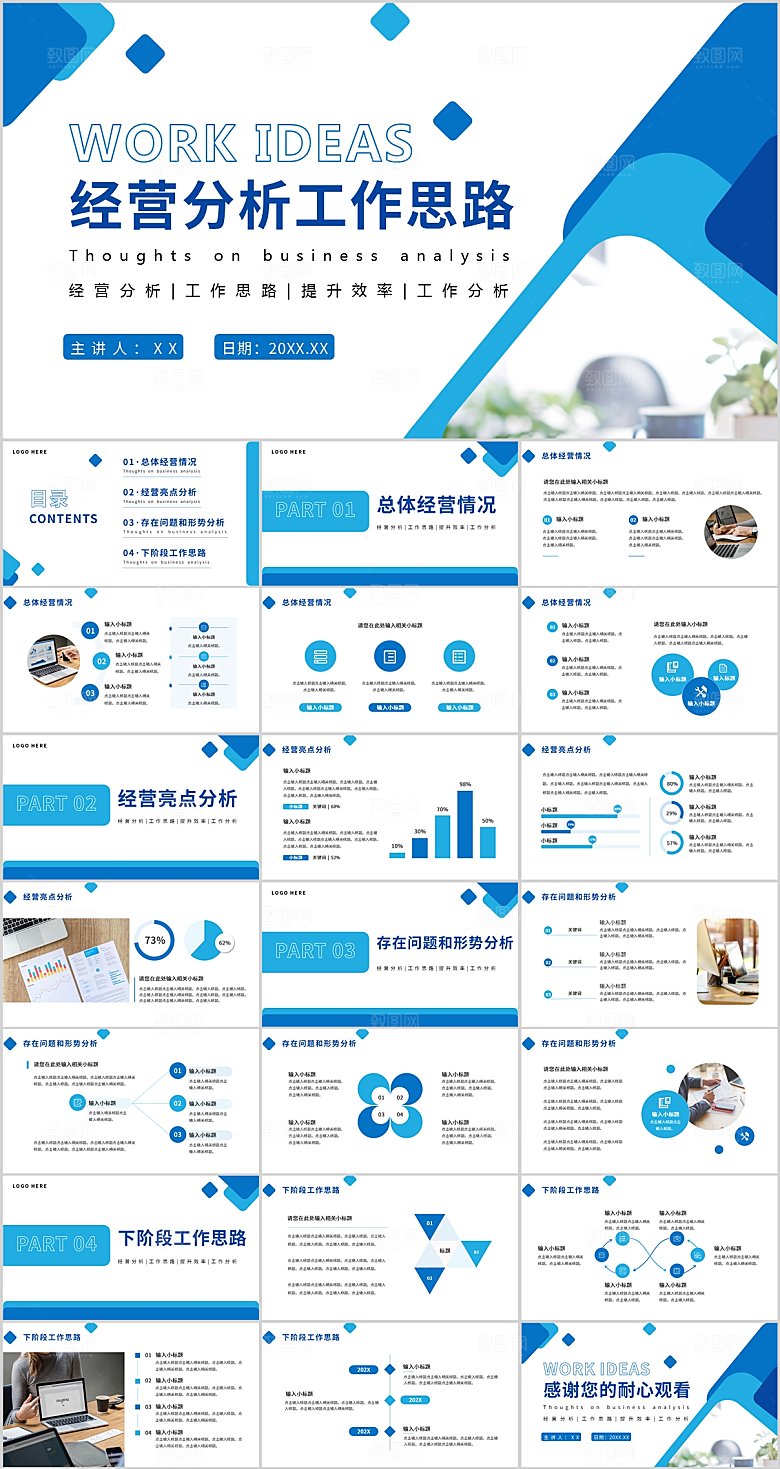 蓝色简约经营分析报告ppt