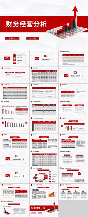 红色简约经营分析报告ppt