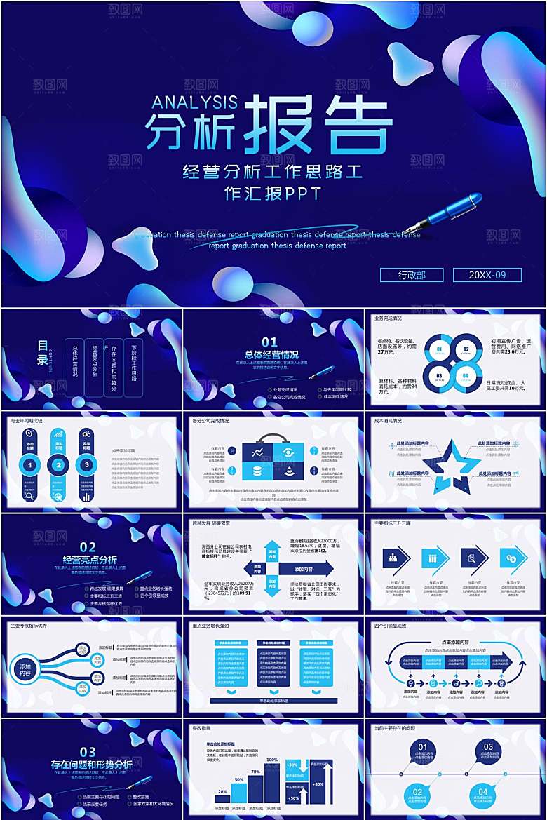蓝色简约经营分析报告ppt