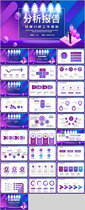 紫色简约经营分析报告ppt