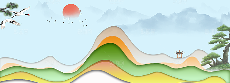 古典中国风新中式立体感奢华山水画鎏金背景