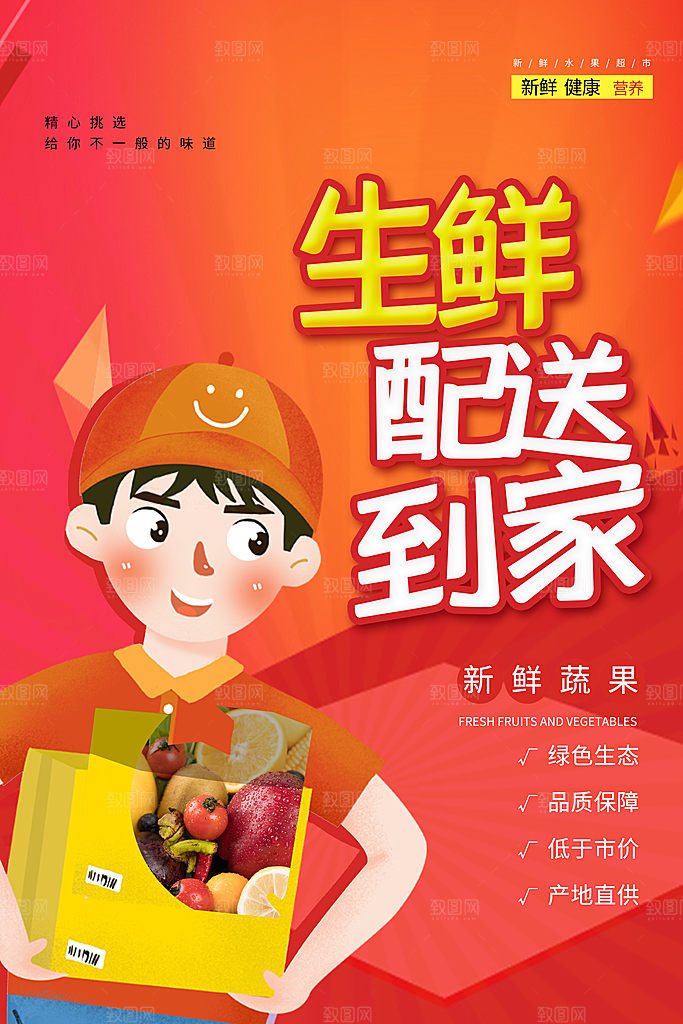 超市果蔬生鲜宣传活动海报
