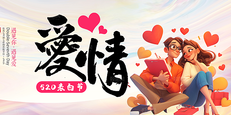 美丽情人节爱情活动展板