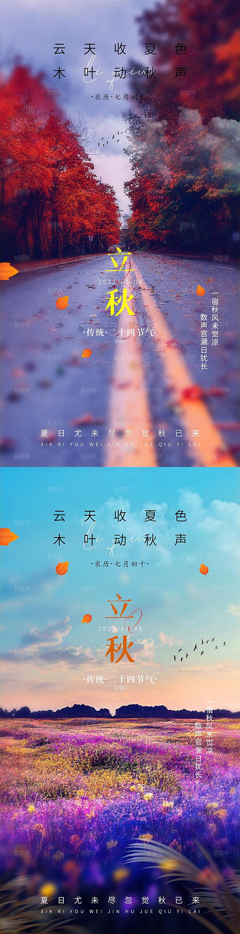 立秋二十四节气海报展示图