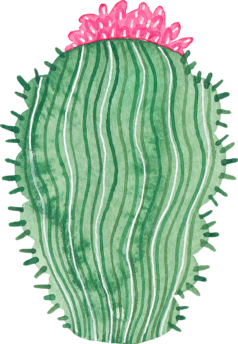 手绘卡通水彩多肉植物仙人掌盆栽PNG