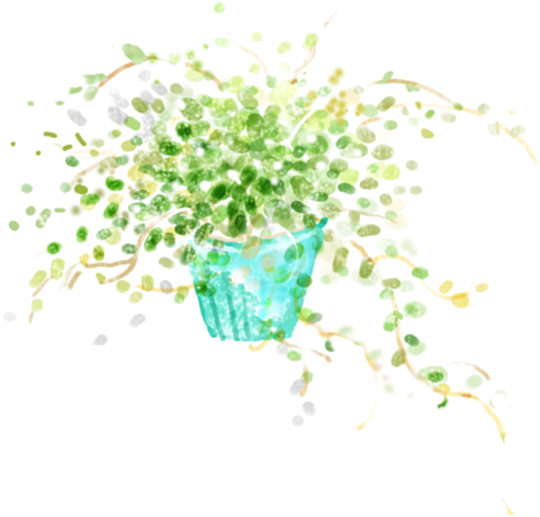 手绘卡通水彩多肉植物仙人掌盆栽PNG素材