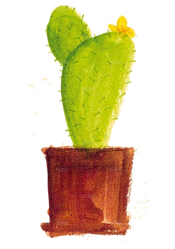 手绘卡通水彩多肉植物仙人掌盆栽PNG