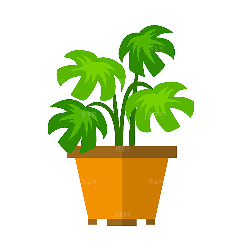 手绘卡通水彩多肉植物仙人掌盆栽PNG素材