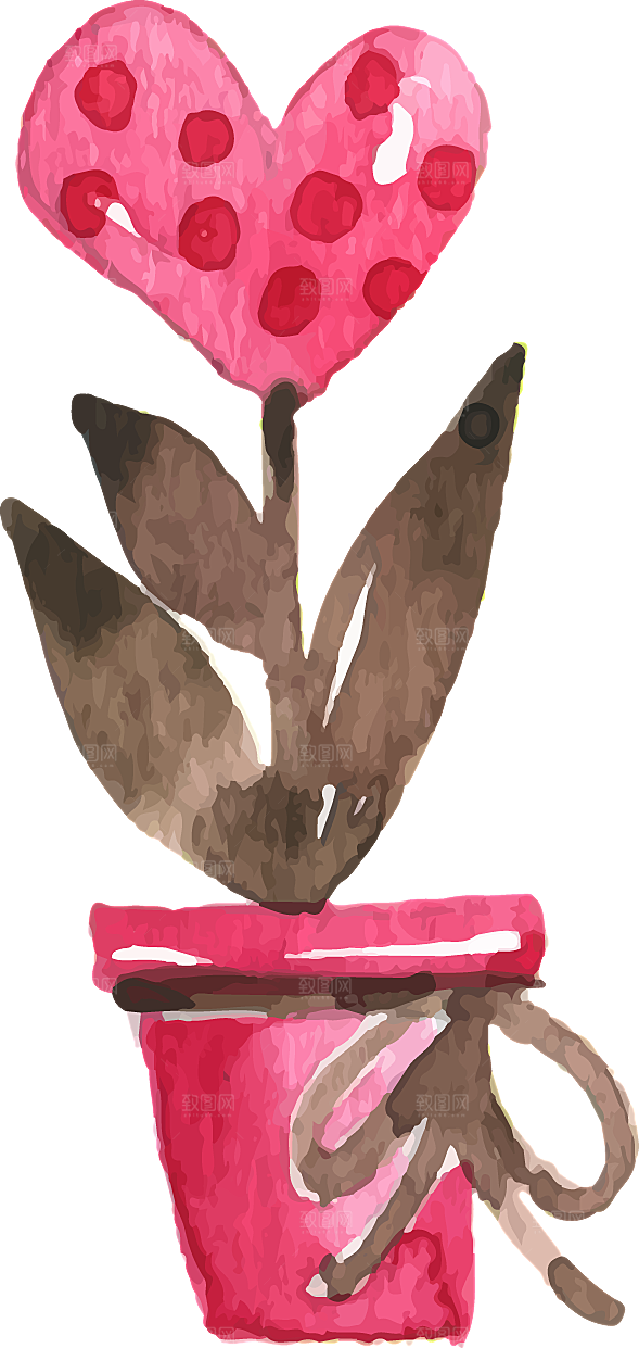 手绘卡通水彩多肉植物仙人掌盆栽PNG
