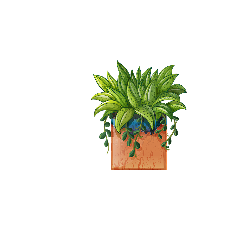 手绘卡通水彩多肉植物仙人掌盆栽PNG