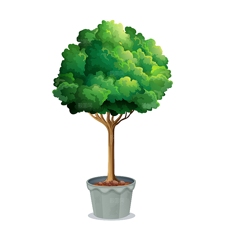 手绘卡通水彩多肉植物仙人掌盆栽PNG图案